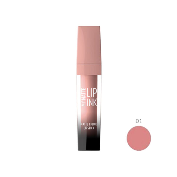 لاک لب مات گلدن رز مدل MY MATTE LIP INK شماره 01 رنگ کالباسی روشن حجم 5 میل