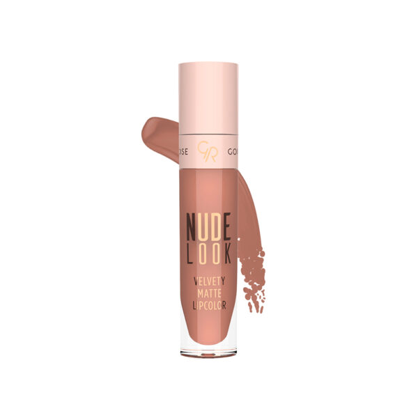 رژ لب مایع مات گلدن رز مدل Nude Look شماره 02 رنگ PEACHY NUDE حجم 5 میل