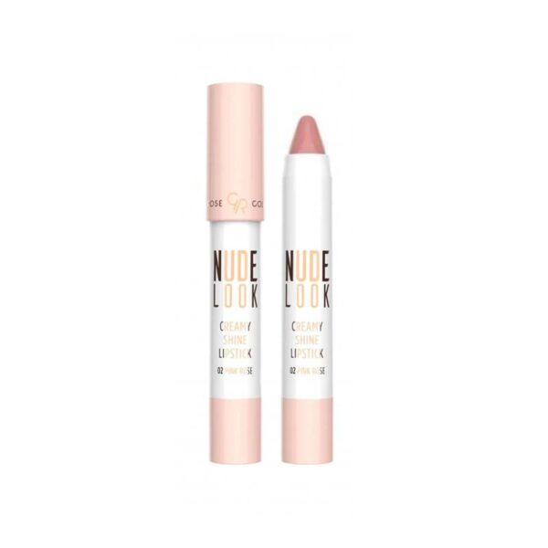 رژلب مدادی براق کرمی گلدن رز مدل NUDE LOOK شماره 02 رنگ PINK ROSE وزن 20 گرم