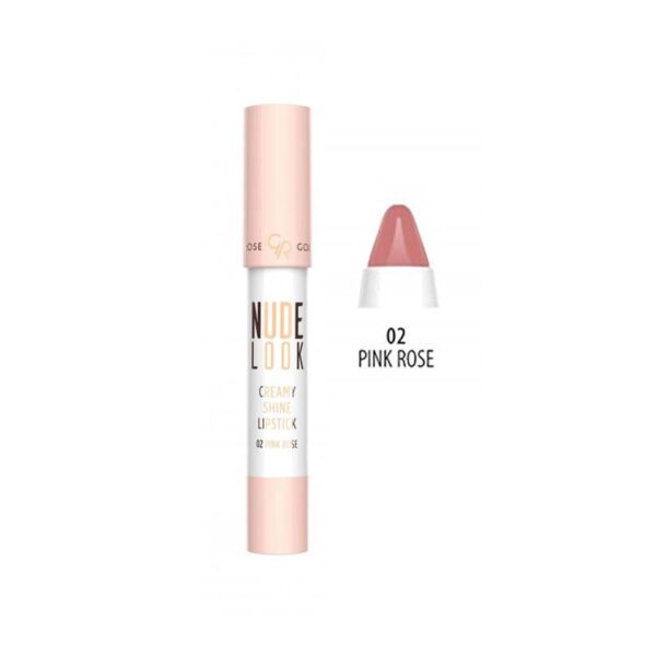 رژلب مدادی براق کرمی گلدن رز مدل NUDE LOOK شماره 02 رنگ PINK ROSE وزن 20 گرم