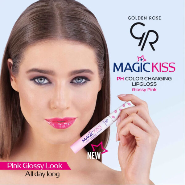 رژ لب مایع حرارتی گلدن رز مدل MAGIC KISS رنگ Glossy Pink حجم 10 میل