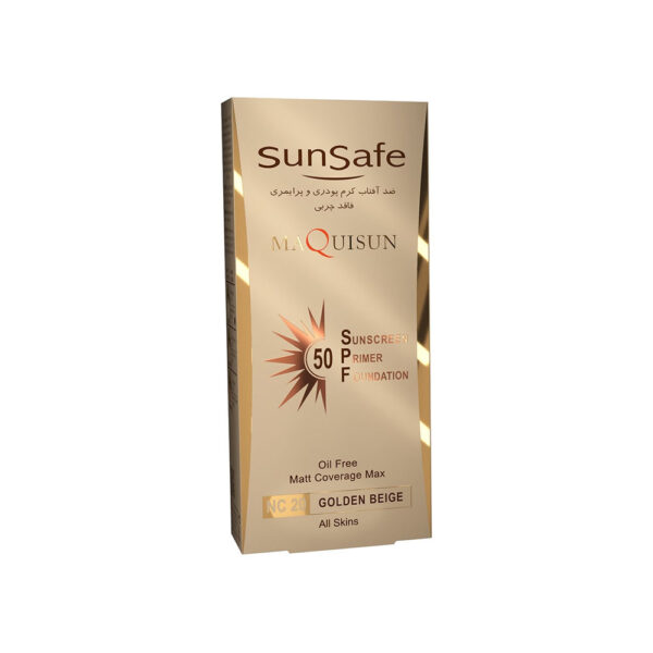 ضد آفتاب رنگی SPF50 سان سیف مدل MAQUISUN شماره NC20 رنگ GOLDEN BEIGE مناسب انواع پوست حجم 40 میل