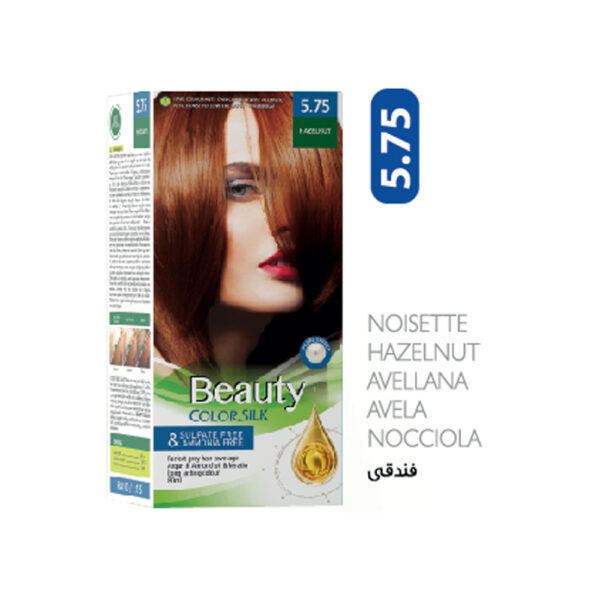 کیت رنگ مو زنانه فاقد سولفات و آمونیاک بیوتی شماره 5.75 رنگ HAZELNUT حجم 80 میل + اکسیدان 120 میل