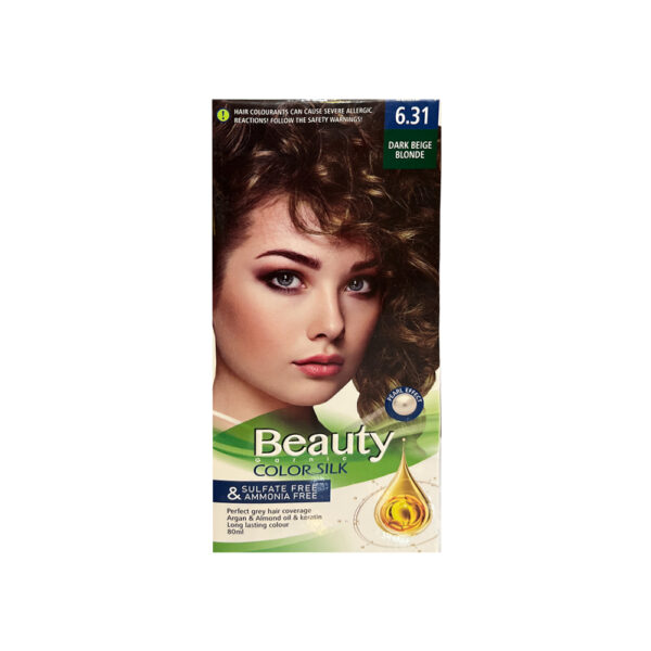 کیت رنگ مو زنانه فاقد سولفات و آمونیاک بیوتی شماره 6.31 رنگ DARK BEIGE BLONDE (بلوند بژ تیره) حجم 80 میل + اکسیدان 120 میل