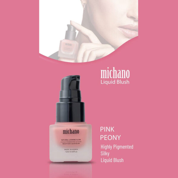 رژگونه مایع میچانو مدل LIQUID BLUSH رنگ PINK PEONY حجم 12 میل