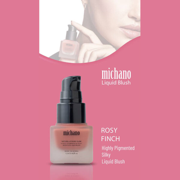 رژگونه مایع میچانو مدل LIQUID BLUSH رنگ ROSY FINCH حجم 12 میل