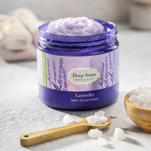 ژل اسکراب شکری بدن دیپ سنس سری BODY POLISH مدل Lavender | لوندر حاوی عصاره اسطوخودوس، روغن املا، روغن بادام شیرین و نارگیل حجم 400 میل - تصویر 3